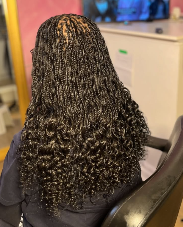 Long curly micro braids