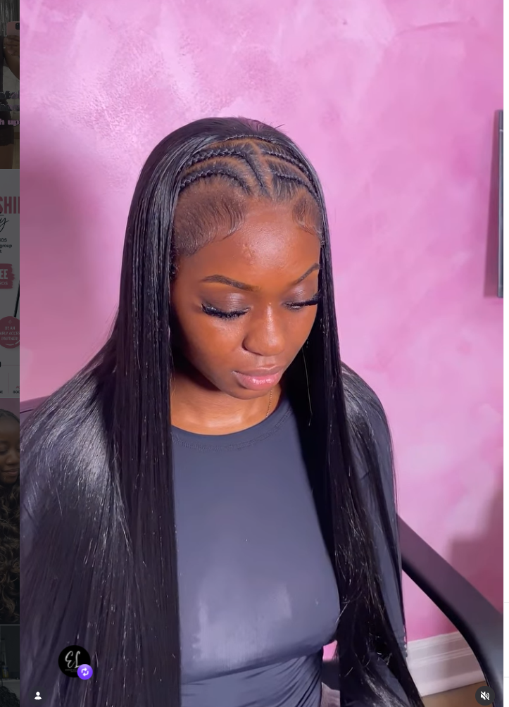 Smooth straight style with detailed front braids
