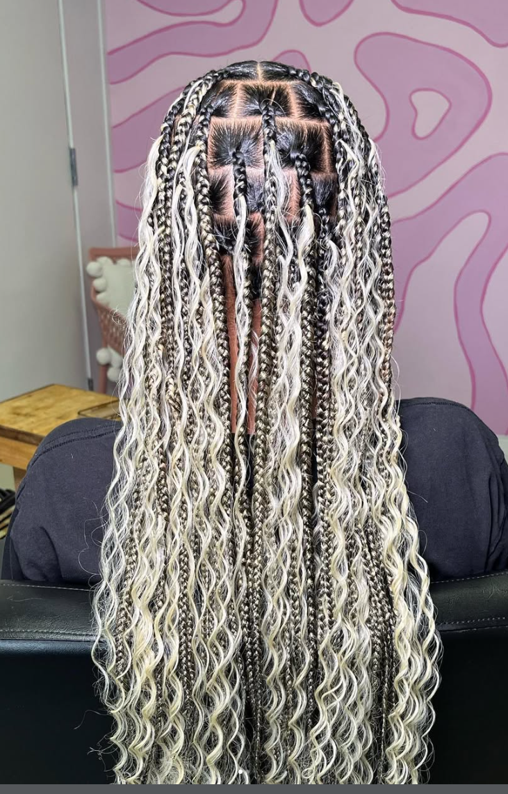 Black and blonde bohemian braids